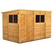 Power 10x6 Pent Garden Shed Overlap - Double Door